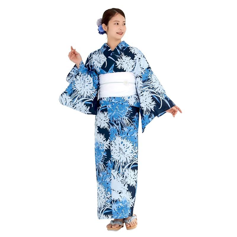 【新品】 [NISHIORI] 二部式浴衣 レディース セパレート 浴衣単品 簡単着付け 夏祭り 花火大会 女性用 トレンド柄 和モダン 着崩れしにくい (nibu1km-12, フリーサイズ)