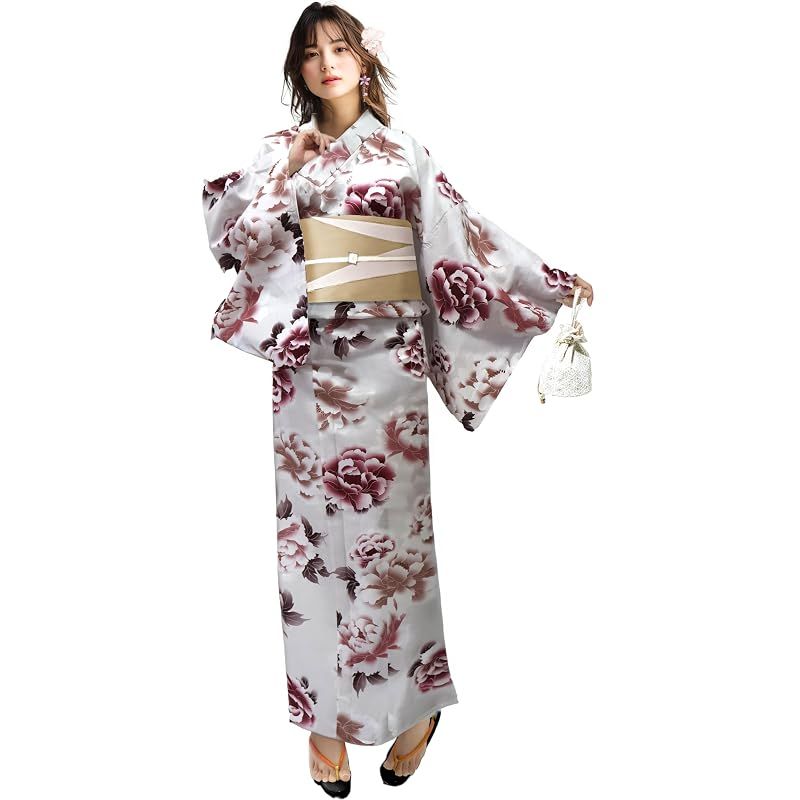 【新品】 [Aletta domani] 浴衣 レディース 変わり織 二部式 セパレート浴衣 リバーシブル帯 3way 高見え 2点セット(浴衣、半幅帯 リバーシブル) レディース 古典柄 花火大会 宵椿 （墨色） ネイビー ベージュ アイボリー