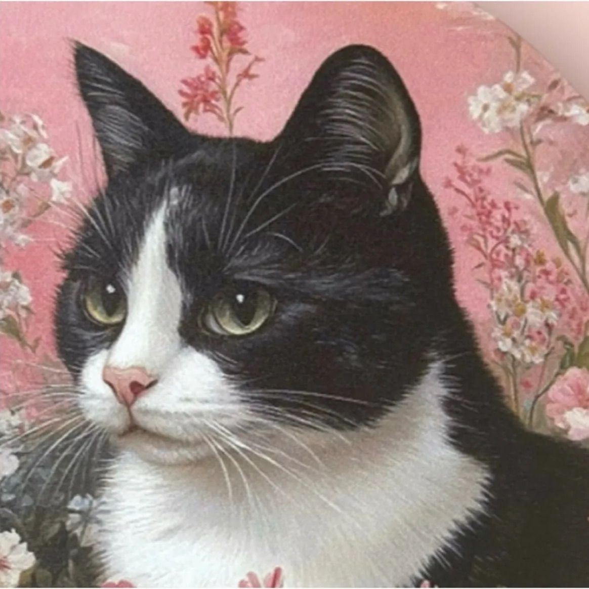 新品 ハチワレ猫 メタルサイン 丸型 壁掛け インテリア 猫雑貨 猫
