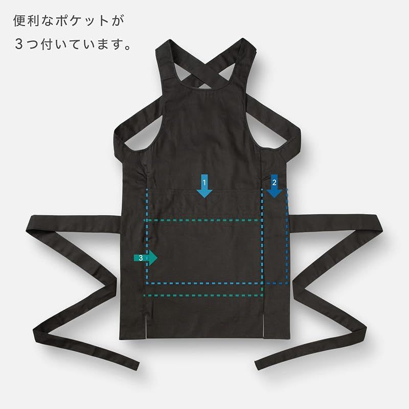 【新品】 [あい藍] ストレッチ腹掛け はらがけ どんぶり 綿97%,ポリウレタン3% (L, ブラック)