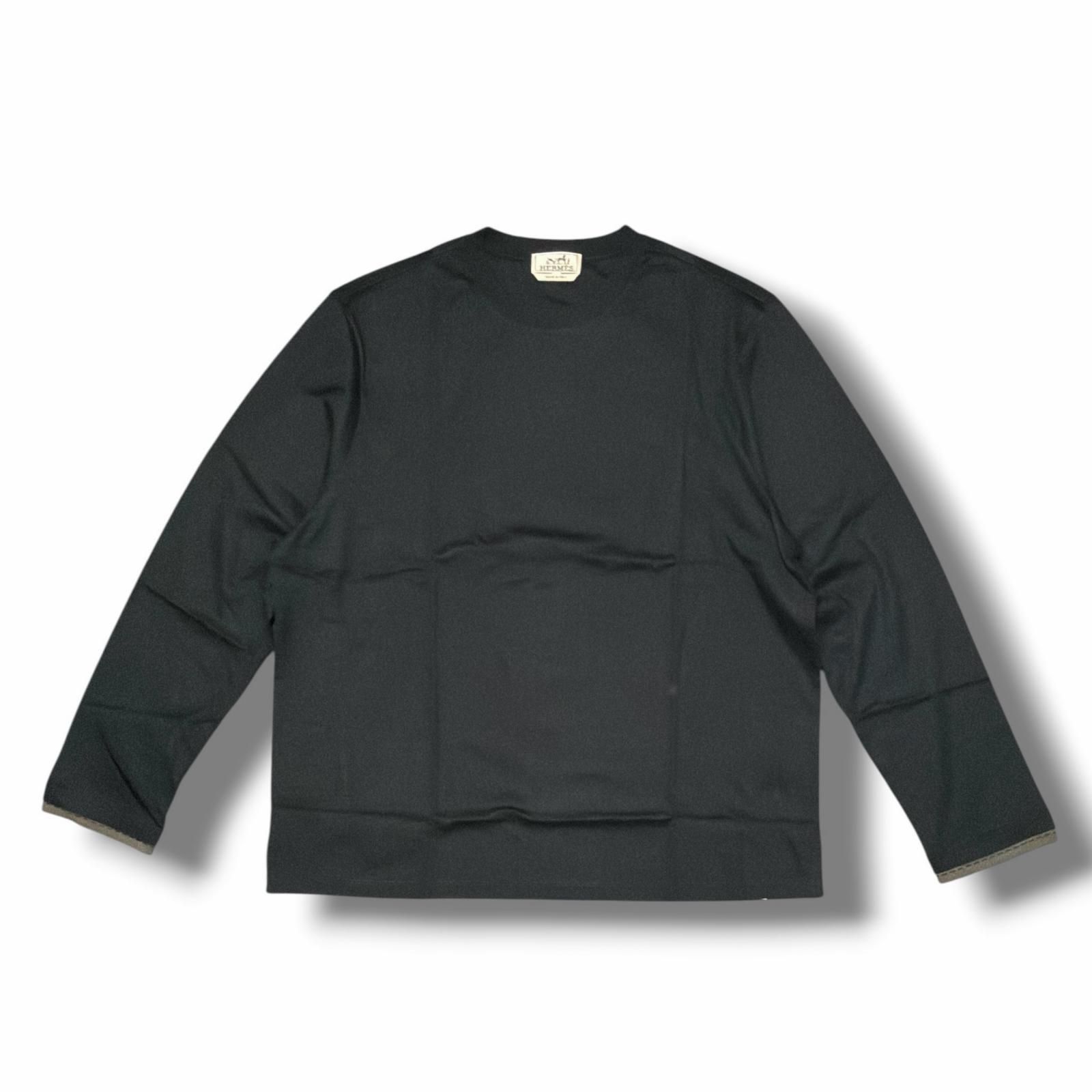 国内正規 未使用 HERMES Tシャツ ディテール セリエ 長袖カットソー エルメス ブラック XL （13578M）