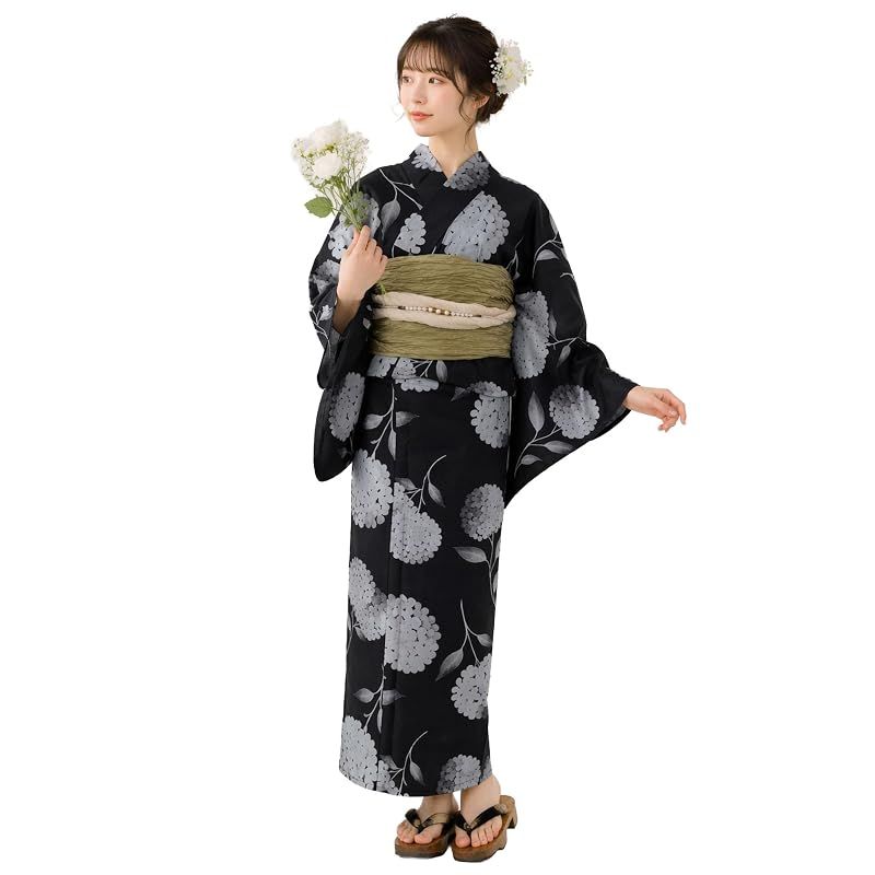 【新品】 浴衣 セット レディース 二部式 選べる浴衣 しわ兵児帯 2点セット 大人かわいい 上品 花柄 夏祭り 花火大会 (17, 二部式タイプ)