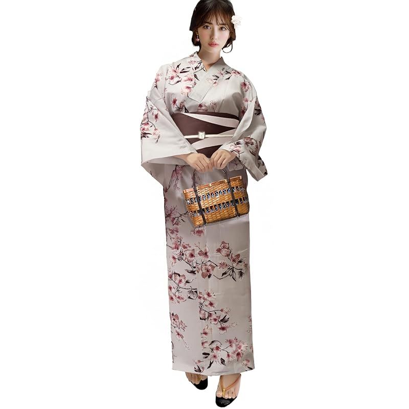 【新品】 [Aletta domani] 浴衣 レディース 2点セット 浴衣帯 セット 半幅帯 リバーシブル 綿100％ 古典柄 花火大会 ほのか花水木（ほのかはなみずき）ピンク 白 茶 ベージュ
