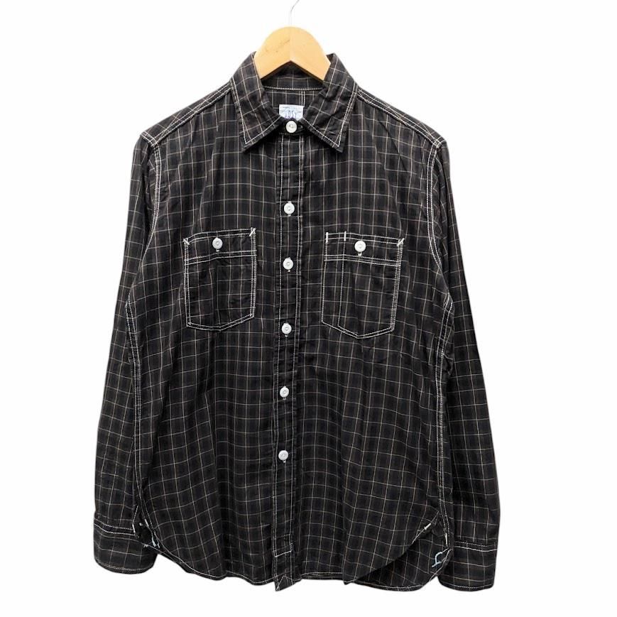 【美品】POST OVERALLS/ポストオーバーオールズ　長袖シャツ　Mサイズ POST OVERALLS ポストオーバーオールズ 長袖シャツ ブラウン系