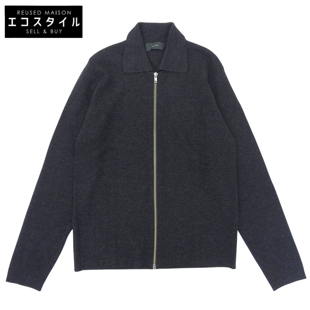 ZANONE　ザノーネ　美品 ウール 襟付き ジップ ニット ジャケット メンズ チャコール 46　46