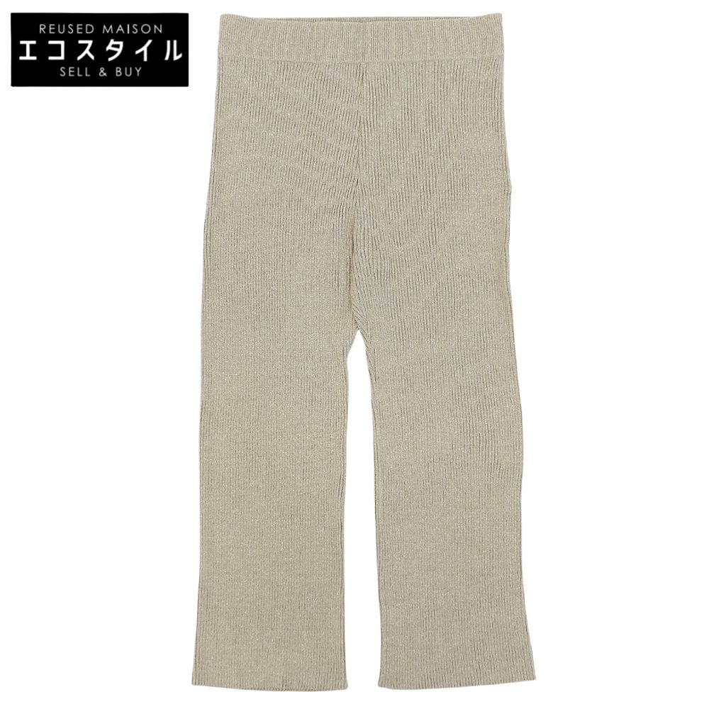 Deuxieme Classe ドゥーズィエムクラス 新品同様 シルク×コットン リブニットストレートパンツ ボトムス レディース ベージュ 38 20-080-500-7150 38
