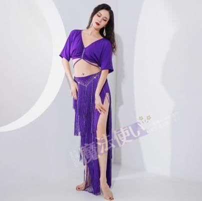高級ベリーダンス練習服 フリンジ上下セット 3色展開 CWF024