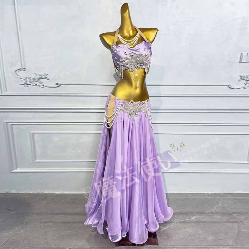 ベリーダンス ダンス衣装 セット ハロウィン コスプレ 仮装 パーティー 余興用 レッスン着 ブラ スカート(インナーパンツ付き) ３点セット 社交ダンス　発表会　ラテンダンス　演出　団体 忘年会 新年会　キラキラ きらきら CWF266
