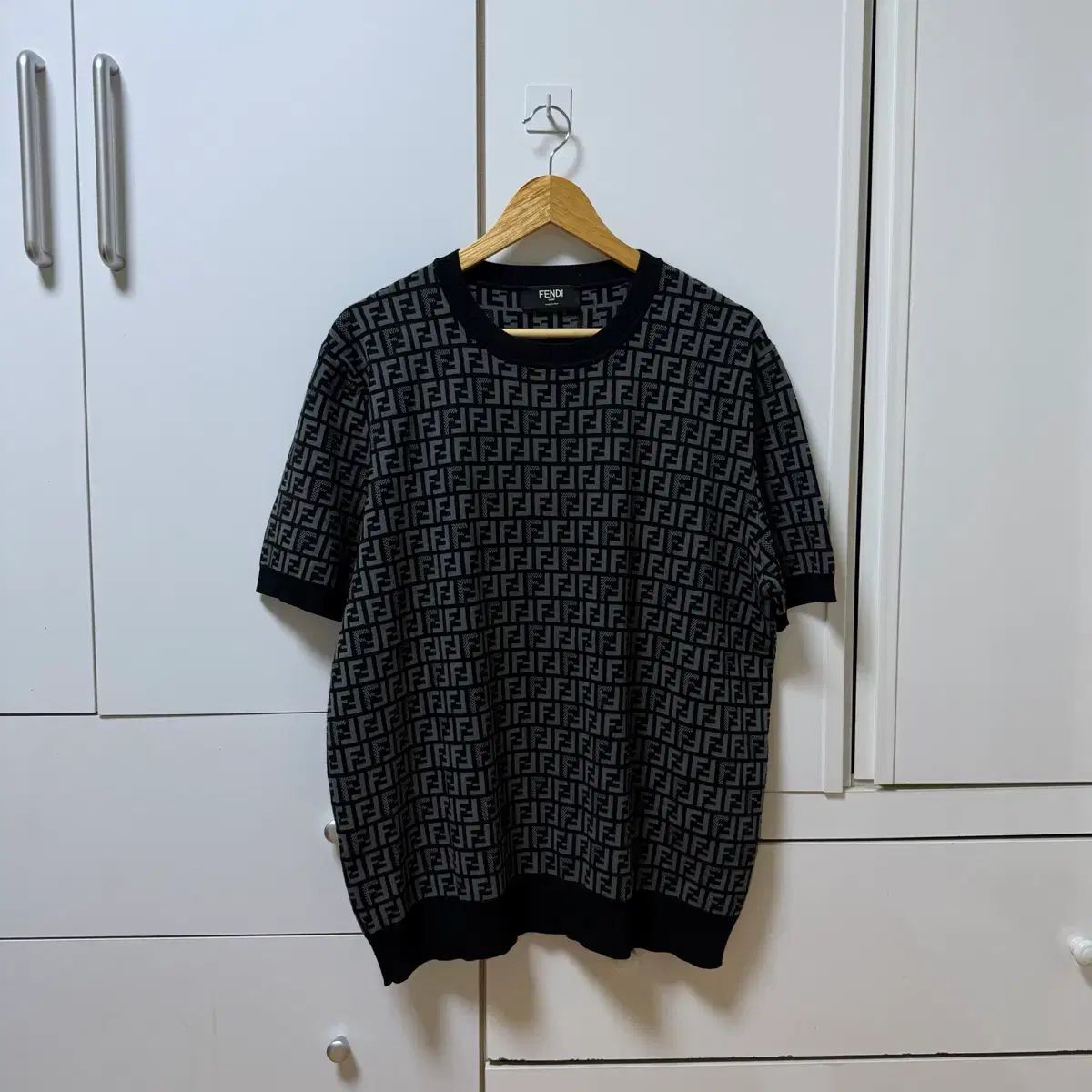 56 FENDI フェンディ ff ロゴ モノグラム ニット 半袖Tシャツ