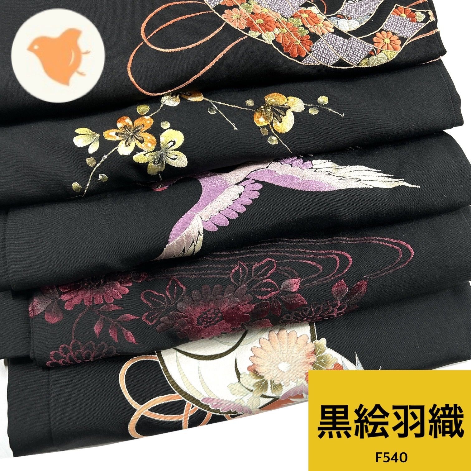 黒絵羽織 5枚 正絹 まとめ売り【F540】同梱購入歓迎 リメイク用 着付け練習用