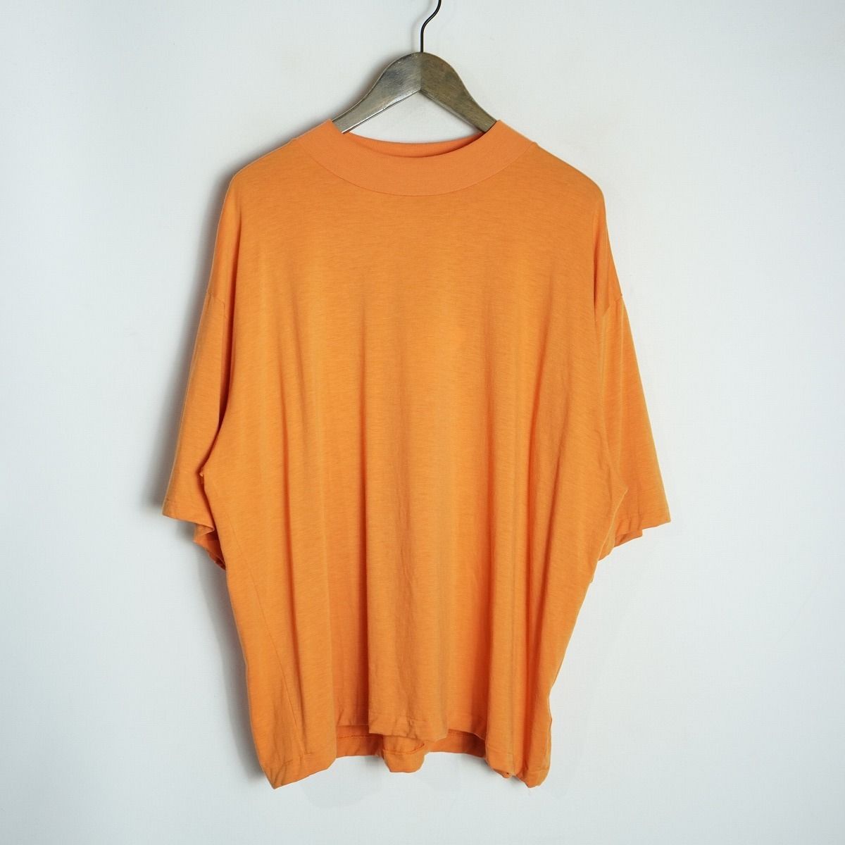 正規 美品 AURALEE オーラリー SUPER SOFT WOOL JERSEY MOCK-NECK TEE ハイネック ニット 半袖 Tシャツ A22ST01WU オレンジ 3895Q♪