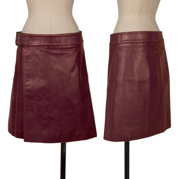 【JeanPaul GAULTIER 】レザー巻きスカート赤40牛革 ジャンポールゴルチエファムJean Paul GAULTIER FEMME カウレザー