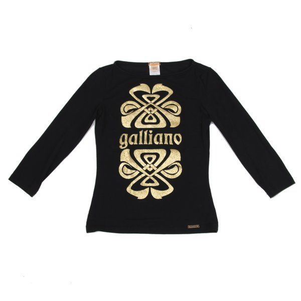ジョンガリアーノJohn Galliano ラメプリント七分袖カットソー 黒