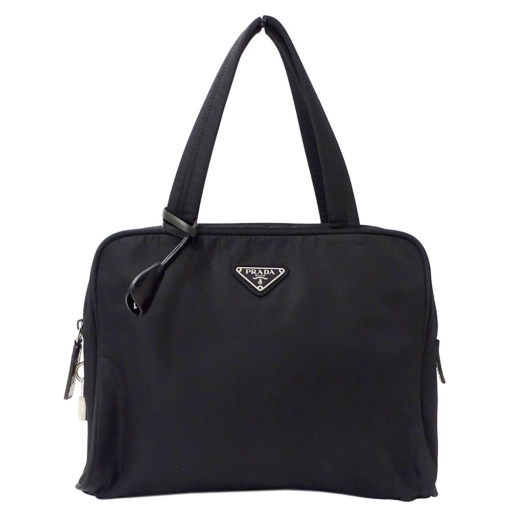 プラダ PRADA バッグ レディース ブランド ハンドバッグ ナイロン ブラック 黒 ロゴ おしゃれ 【中古】