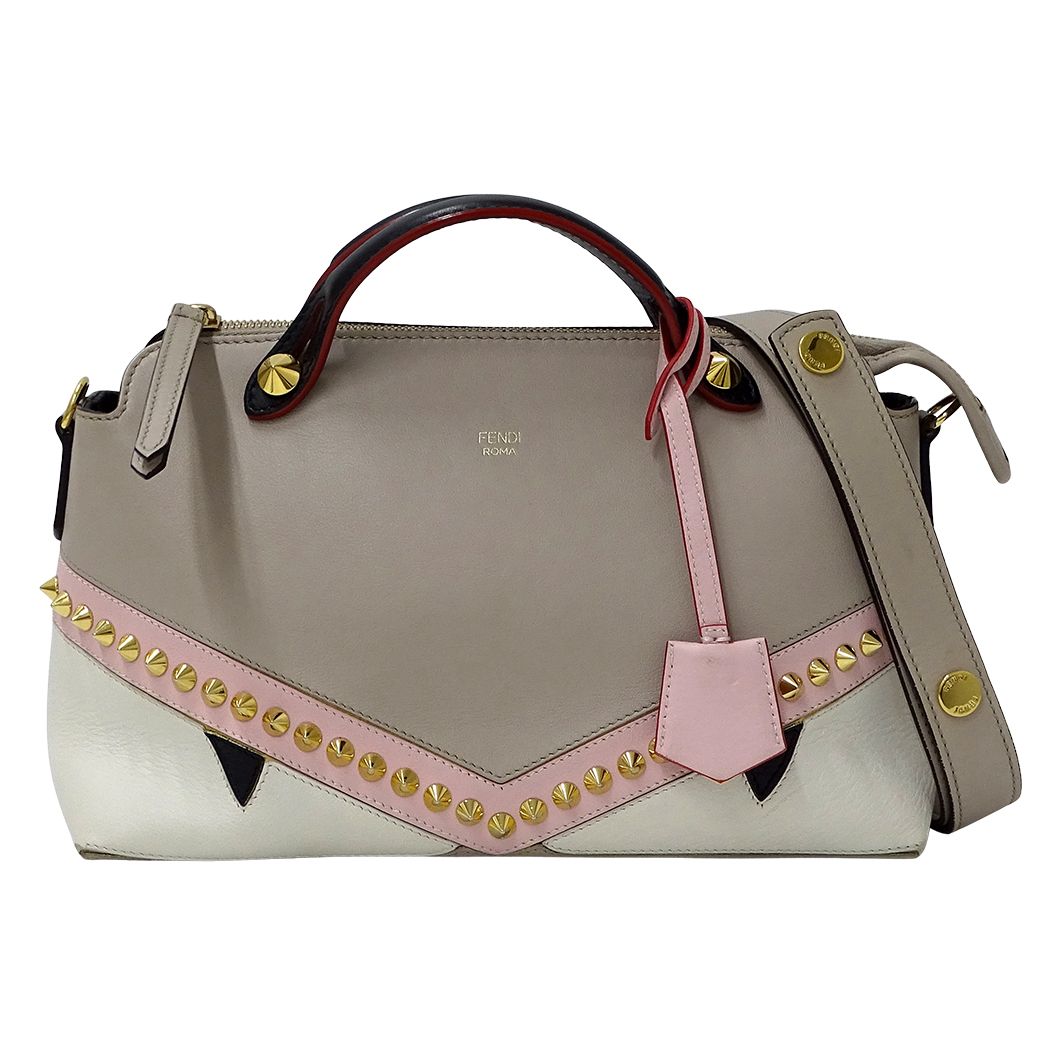フェンディ FENDI バッグ レディース ブランド ハンドバッグ ショルダーバッグ 2way レザー バイザウェイ ミディアム バグズアイ グレージュ ベージュ 8BL124 スタッズ おしゃれ 【中古】