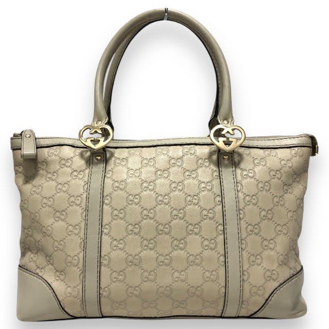 GUCCI/グッチ/シマレザー/GG柄/トートバッグ/257069/ベージュ ハート/鞄 /レディース/RS1826
