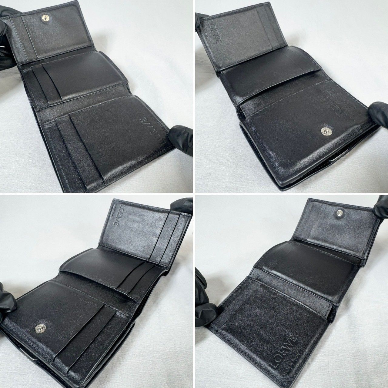美品】LOEWE ロエベ アナグラム トライフォールド Wホック コンパクト