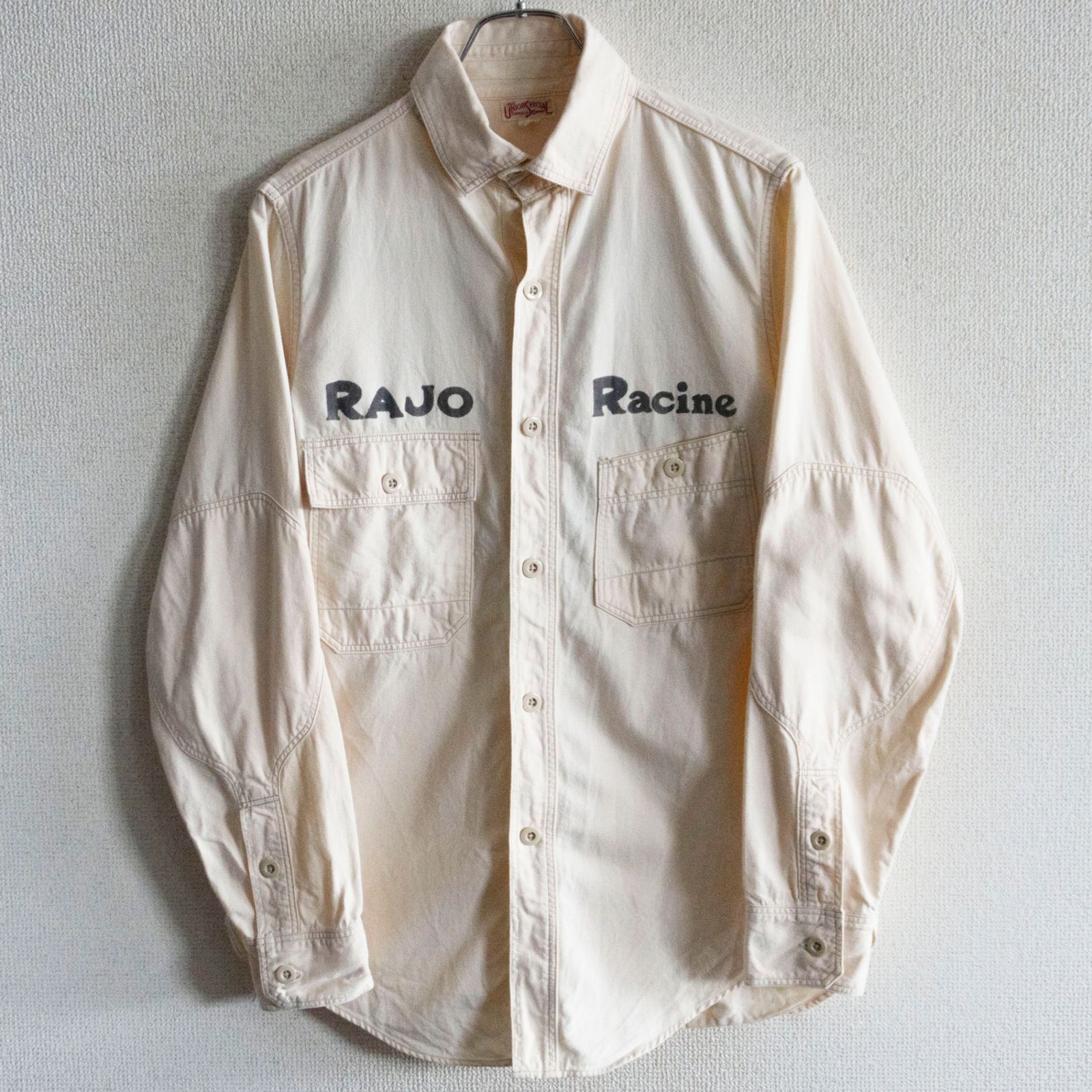 【美品】FREEWHEELERS UNION SPECIAL OVERALLS【RAJO MOTOR CO.WORK SHIRTS】15 シャツ フリーホイーラーズ 26060848