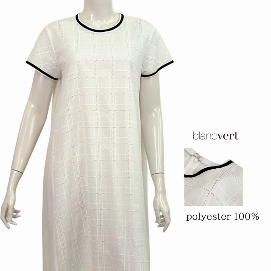 【定価￥63,000の70％OFF】BLANC VERT sensuelle【ブランベールセンシュエル】【春夏物】【レディース】コットンレースサイド切り替えワンピース/ホワイト【サイズ40】