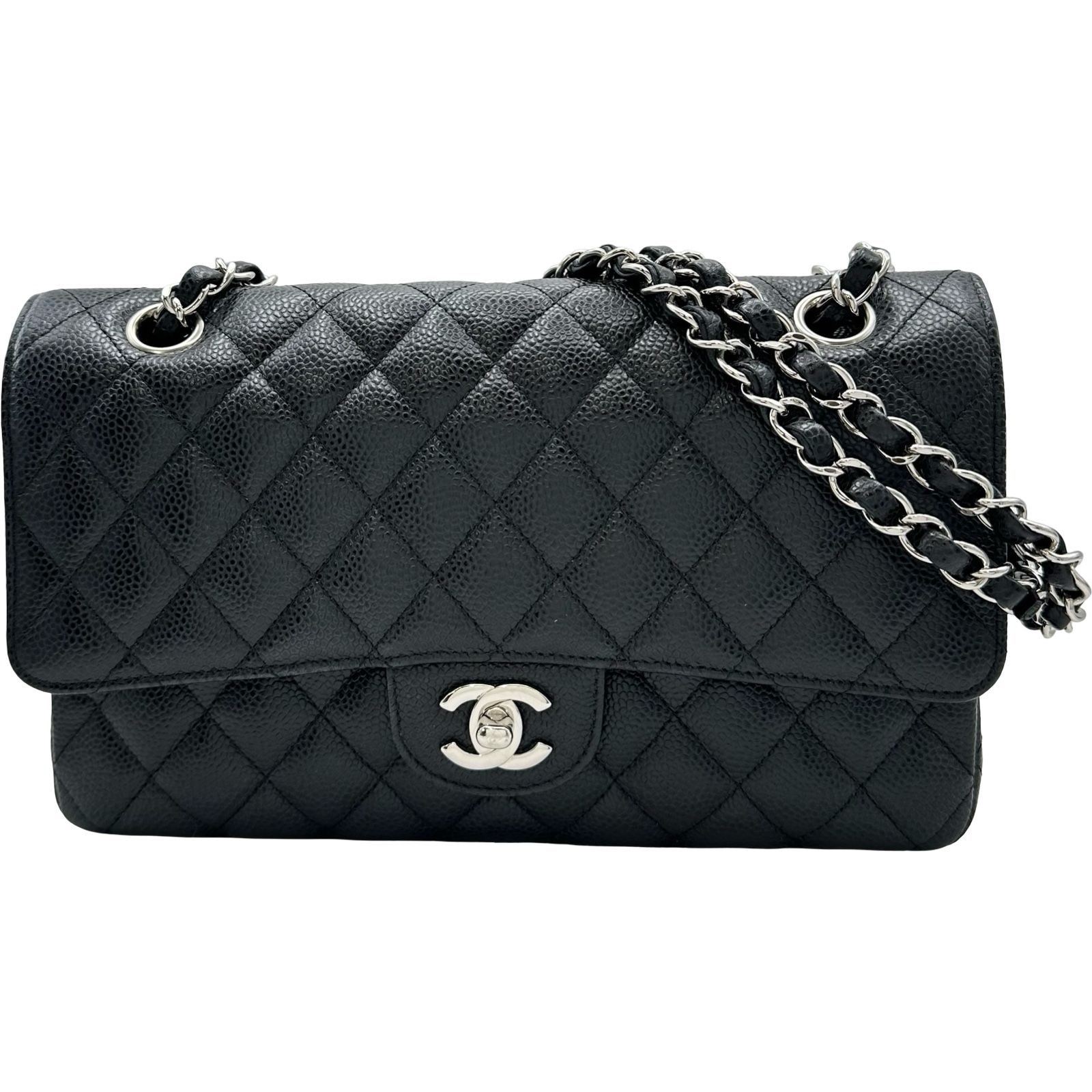 シャネル CHANEL マトラッセ25 A01112 24番台 ブラック シルバー金具 キャビアスキン」 レディース ショルダーバッグ