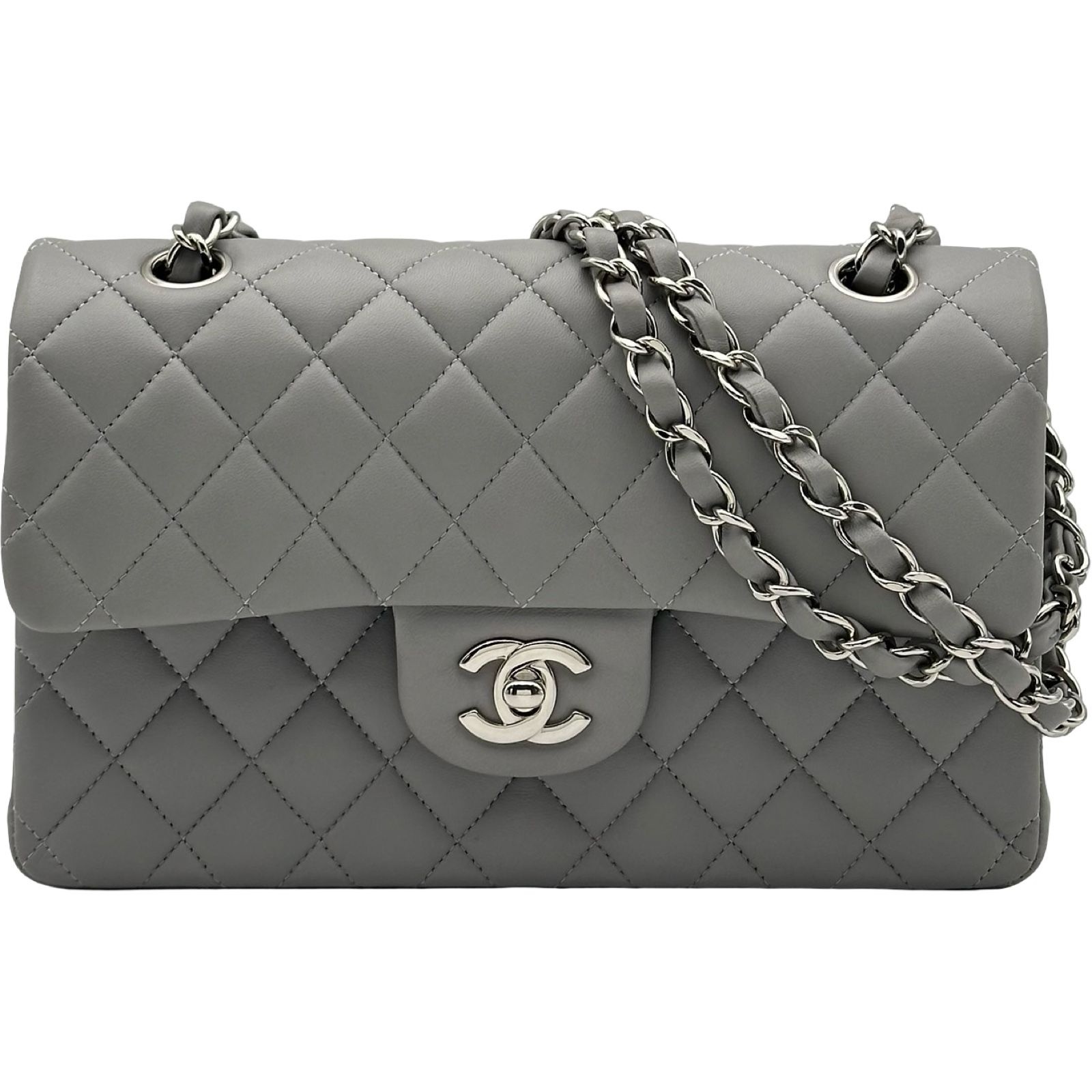 シャネル CHANEL マトラッセ23 A01113 グレー シルバー金具 ラムスキン レディース ショルダーバッグ