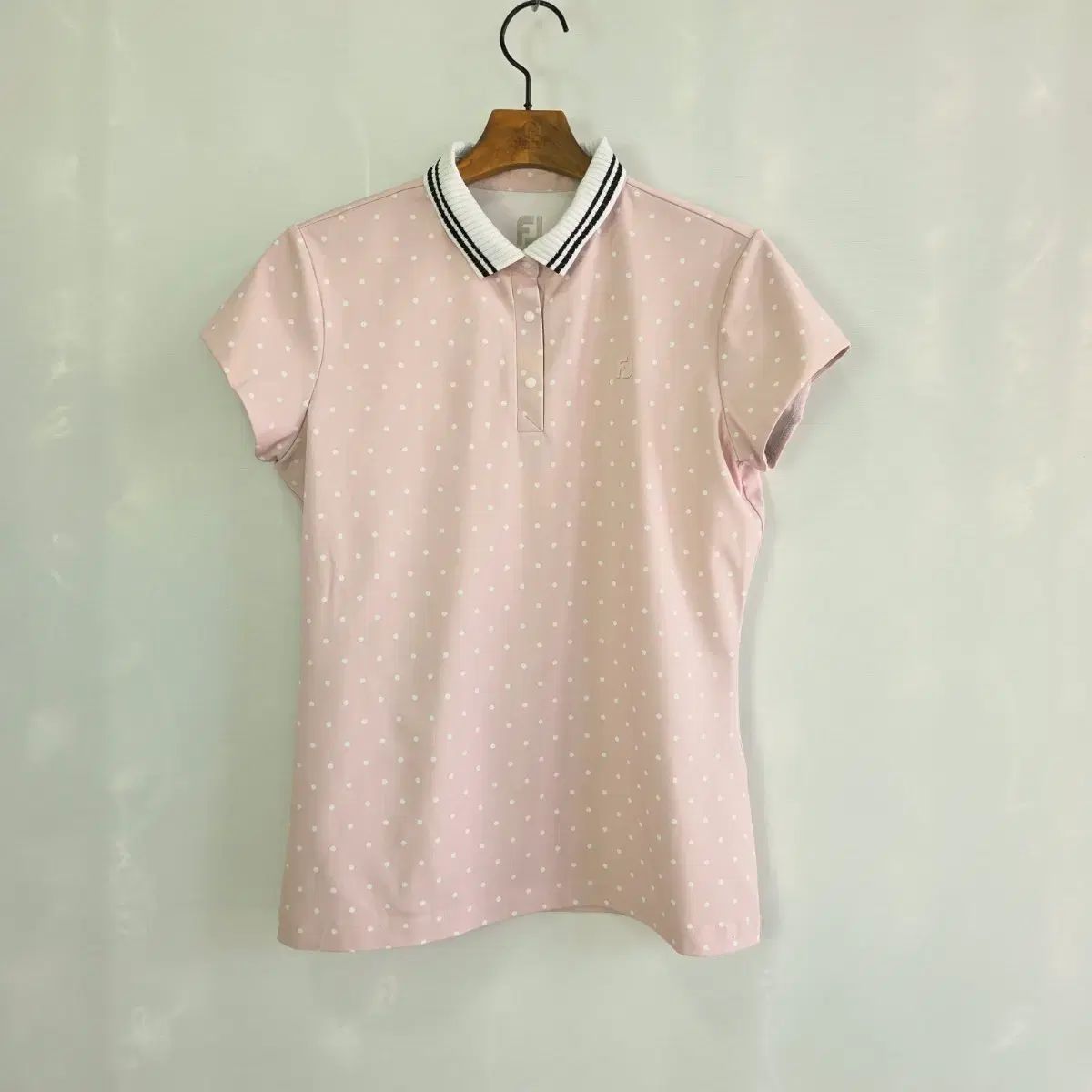 FootJoy レディース ドット ゴルフ 半袖 カラーTシャツ ピンク 機能性 ポロTシャツ L