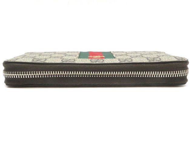 GUCCI グッチ GGスプリーム ビー ラウンド長財布 PVC/レザー ベージュ