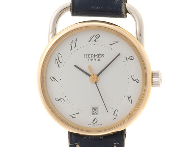 HERMES　エルメス　アルソー　SS/GP/レザー　ホワイト　　レディース　2148104079367【中古】【430】