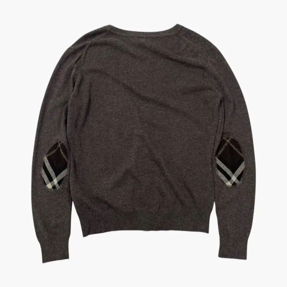 バーバリー Burberry ブラウン カシミア ブレンド 肘当て Vネック カーディガン L