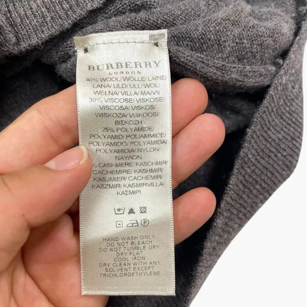 バーバリー Burberry ブラウン カシミア ブレンド 肘当て Vネック カーディガン L