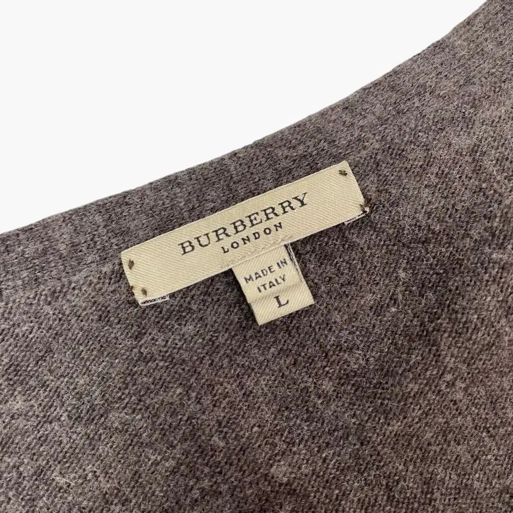 バーバリー Burberry ブラウン カシミア ブレンド 肘当て Vネック カーディガン L
