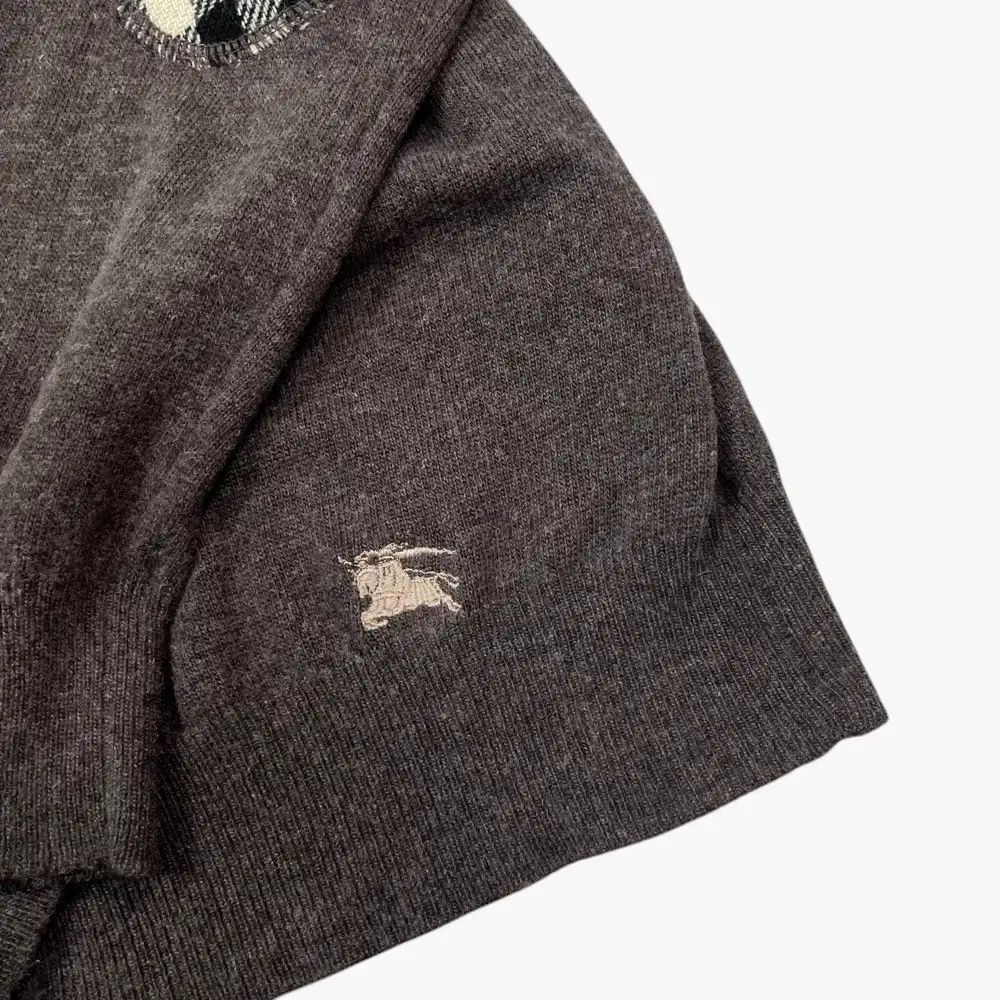 バーバリー Burberry ブラウン カシミア ブレンド 肘当て Vネック カーディガン L