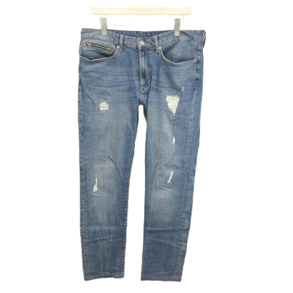 アルマーニエクスチェンジ A/X ARMANI EXCHANGE デニムパンツ デニム ジーンズ 31 ブルー ダメージ加工 ジップポケット /MD ■GY73