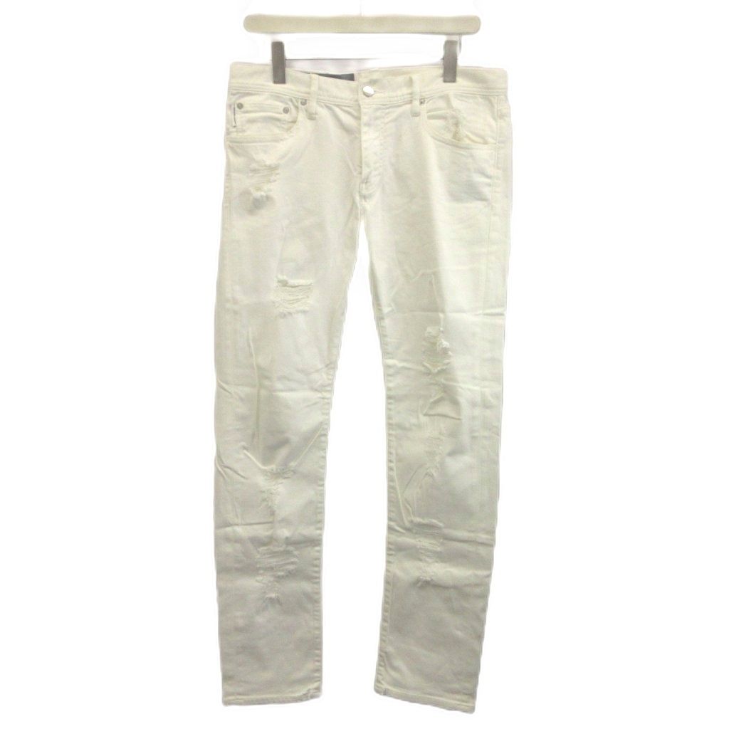 アルマーニエクスチェンジ A/X ARMANI EXCHANGE デニム ジーンズ パンツ 32R 白 ホワイト ダメージ加工 フルレングス /MD ■GY73
