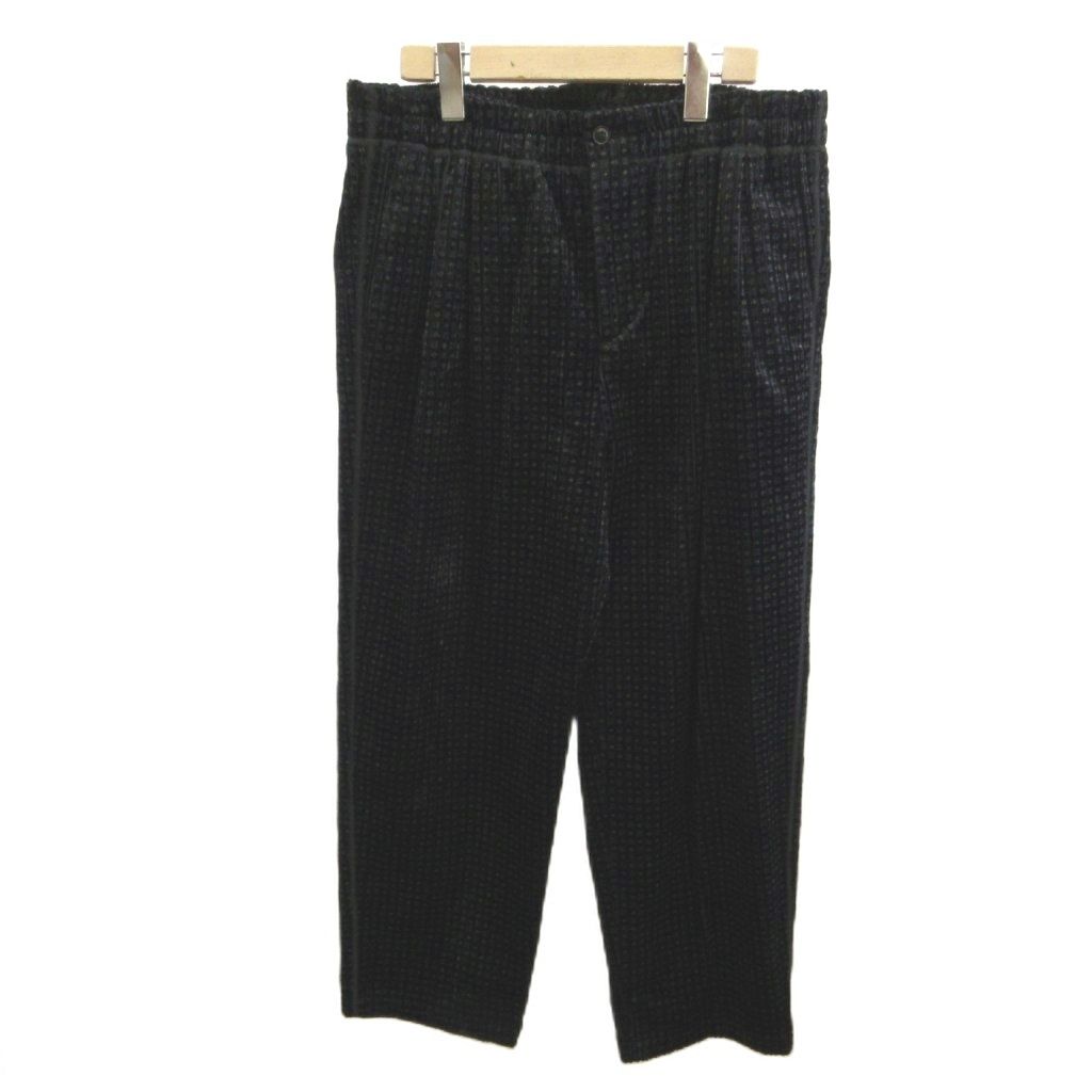 ジョルジオアルマーニ GIORGIO ARMANI コーデュロイパンツ 48 黒 ブラック 紺 ネイビー ベロア 総柄 2タック /NP ■GY1