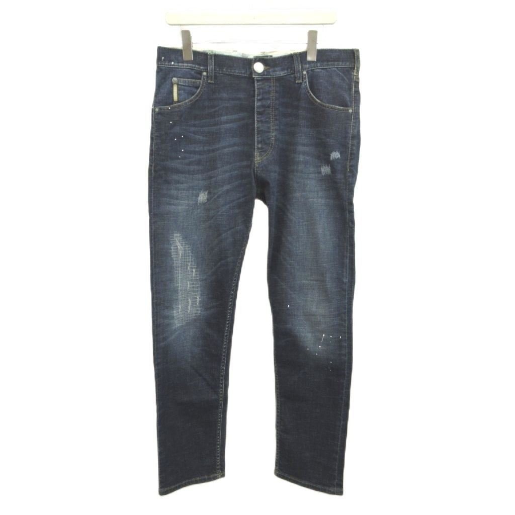 アルマーニ ジーンズ ARMANI JEANS デニム ジーンズ USA 32 ブルー ダメージ加工 ペイント加工 /MD