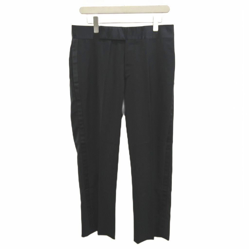 ジョルジオアルマーニ GIORGIO ARMANI スラックスパンツ 絹 シルク 48 黒 ブラック サイドライン 長ズボン /NP ■GY19
