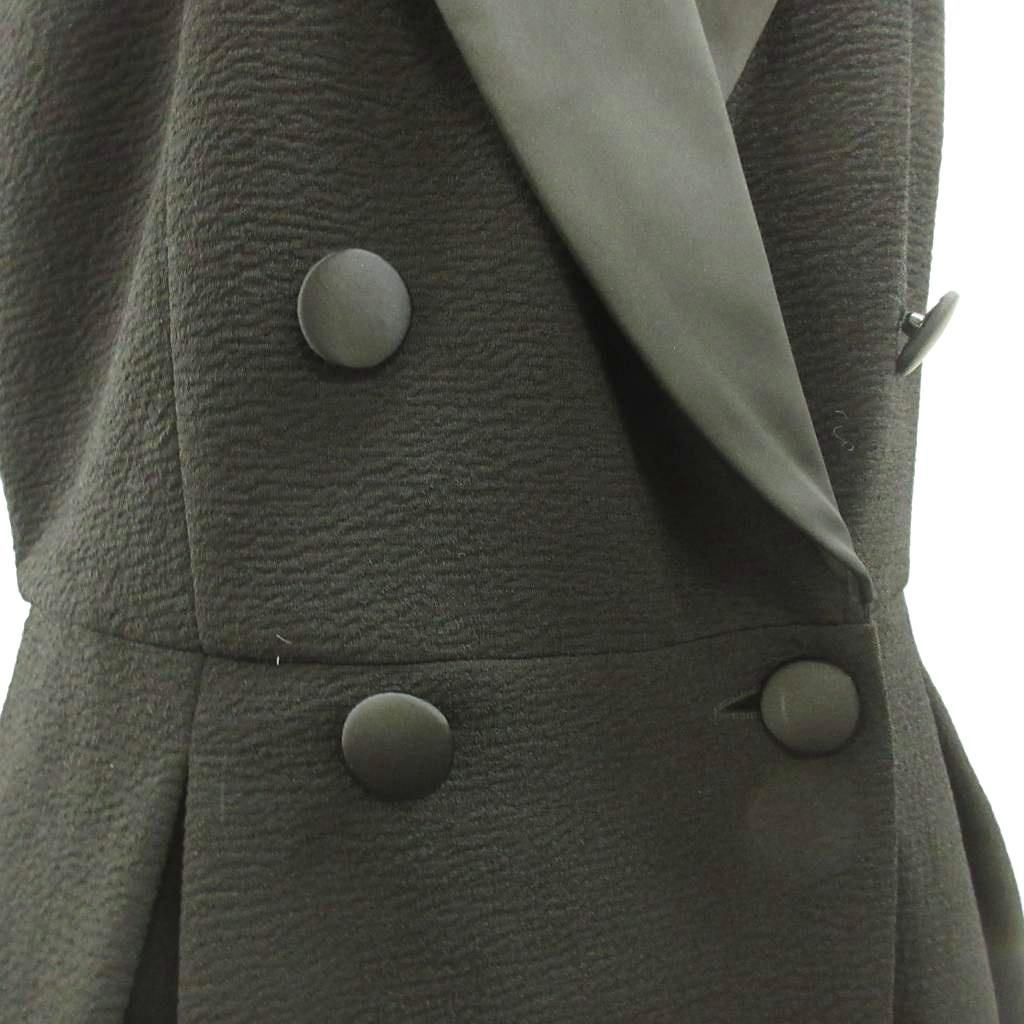 エンポリオアルマーニ EMPORIO ARMANI ノースリーブワンピース 40 黒 ブラック ダブルブレスト Vネック / 6H2A8K 2JL6Z NP ■GY19