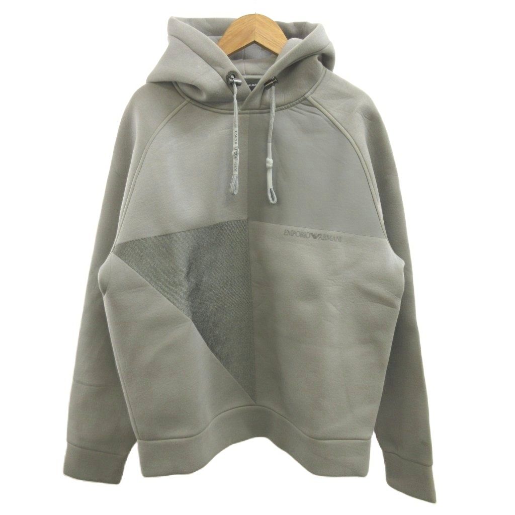 エンポリオアルマーニ EMPORIO ARMANI スウェットプルオーバーパーカー S グレー ダンボールニット ロゴ 長袖 /NP ■GY19