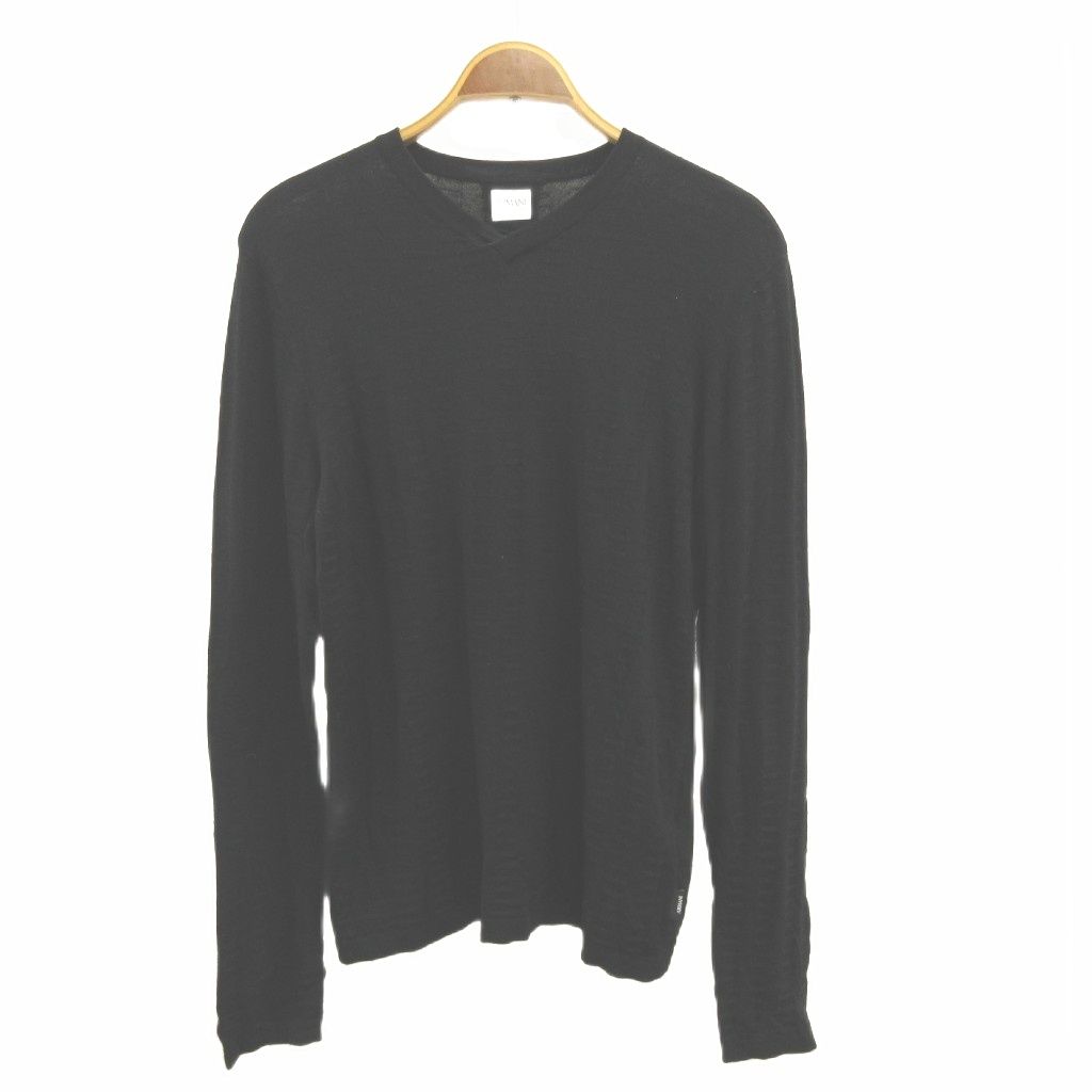 アルマーニ コレツィオーニ ARMANI COLLEZIONI ニット セーター 50 黒 ブラック Vネック 長袖 /NP ■GY19