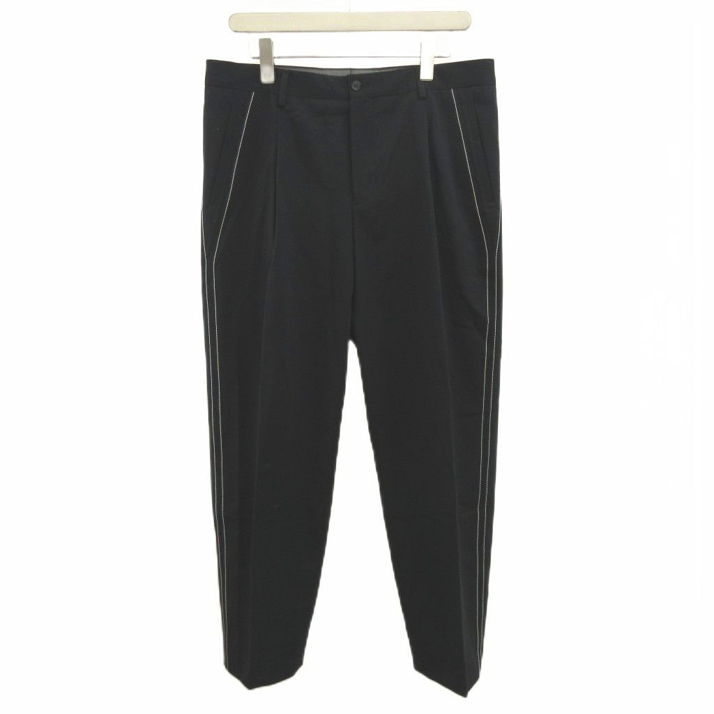 エンポリオアルマーニ EMPORIO ARMANI スラックスパンツ ウール 48 黒 ブラック ステッチ 無地 長ズボン /NP ■GY19