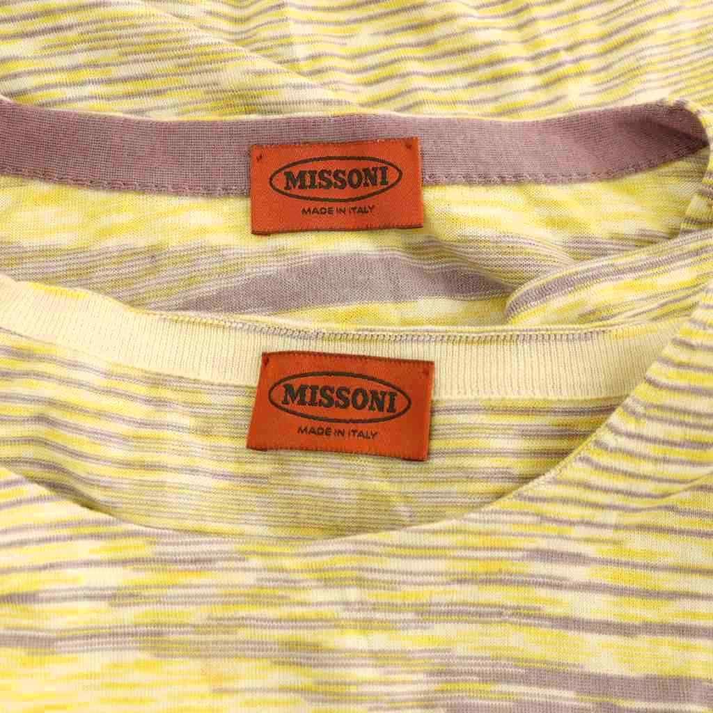 ミッソーニ MISSONI アンサンブル ボーダー ニット カシミヤ シルク混 44 イエロー パープル /DF ■GY40 ミッソーニ MISSONI アンサンブル ボーダー ニット カシミヤ シルク混 44 イエロー パープル /DF ■GY40