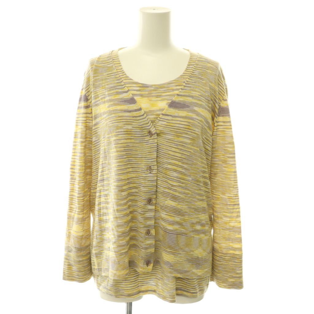 ミッソーニ MISSONI アンサンブル ボーダー ニット カシミヤ シルク混 44 イエロー パープル /DF ■GY40