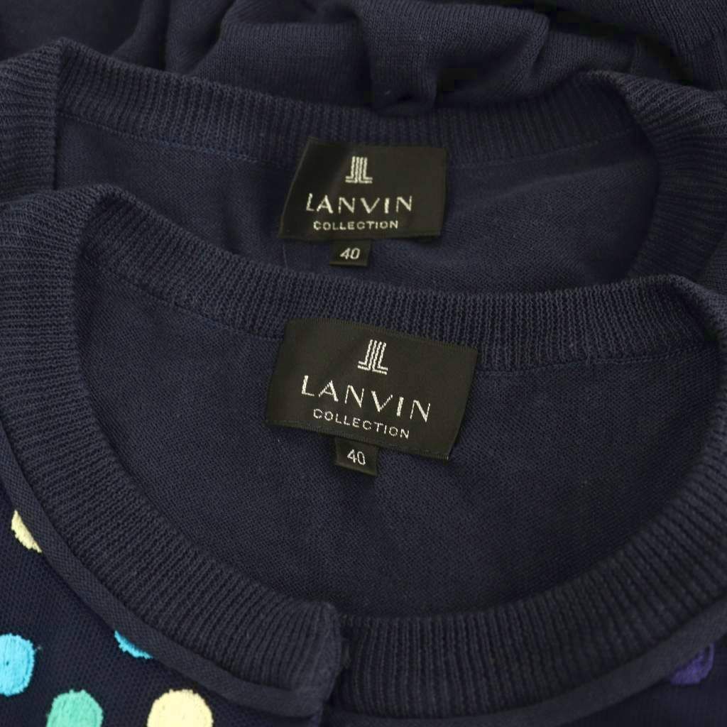 ランバン LANVIN アンサンブル ドット柄 刺繍 ニット 40 ネイビー /DF ■GY40 ランバン LANVIN アンサンブル ドット柄 刺繍 ニット 40 ネイビー /DF ■GY40
