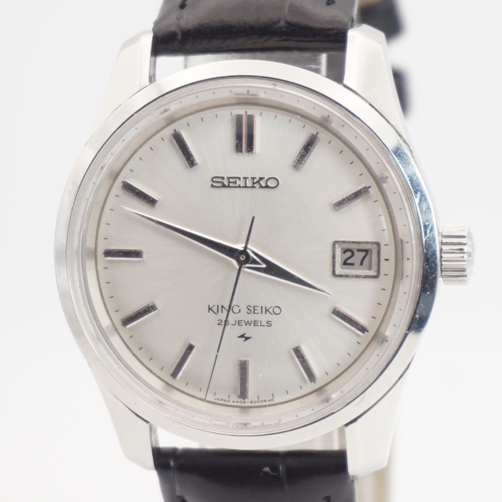 ⭐稼動品 SEIKO セイコー KING SEIKO キングセイコー 4402-8000 25石 手巻き オーバーホール済 新品風防 シルバー文字盤 ヴィンテージ アンティーク メンズ 腕時計 希少 美品