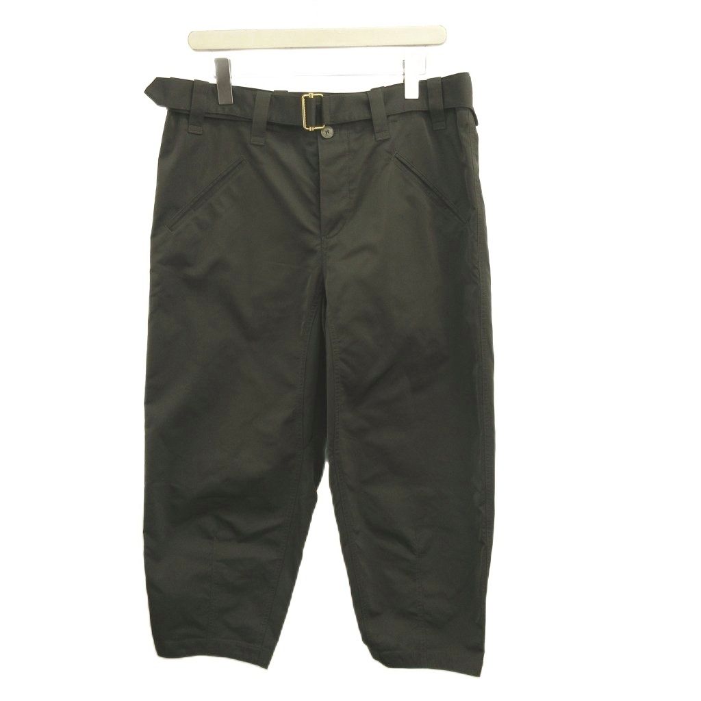 ジョルジオアルマーニ GIORGIO ARMANI ベルテッドクロップドパンツ ナイロン ワイド ボタンフライ ベルト付き 50R カーキ ボトムス 1WGPP0JB T02P3 /YU ■GY19