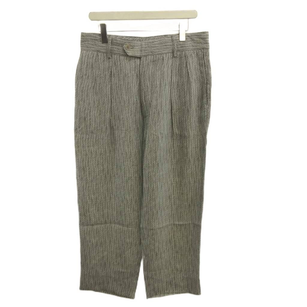 ジョルジオアルマーニ GIORGIO ARMANI スラックスパンツ ワイド タック入り 総柄 近年モデル 48R グレー タック 長ズボン /YU ■GY19