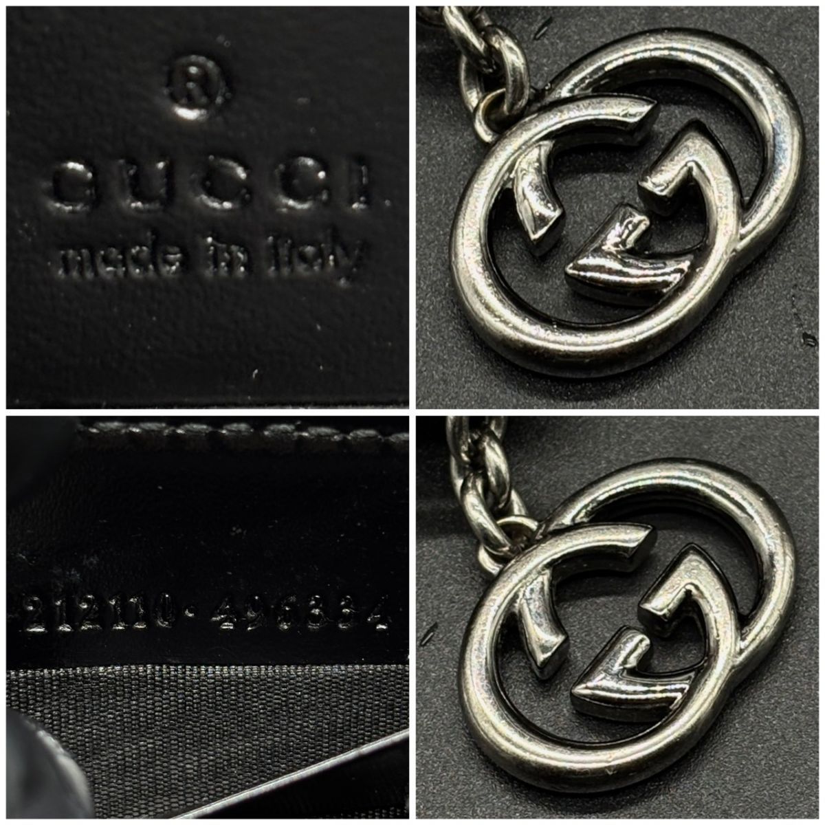 【黒に余白を残す】　GUCCI　長財布 GGインプリメ ラウンドファスナーGG柄 インターロッキング 12カード　ブラック