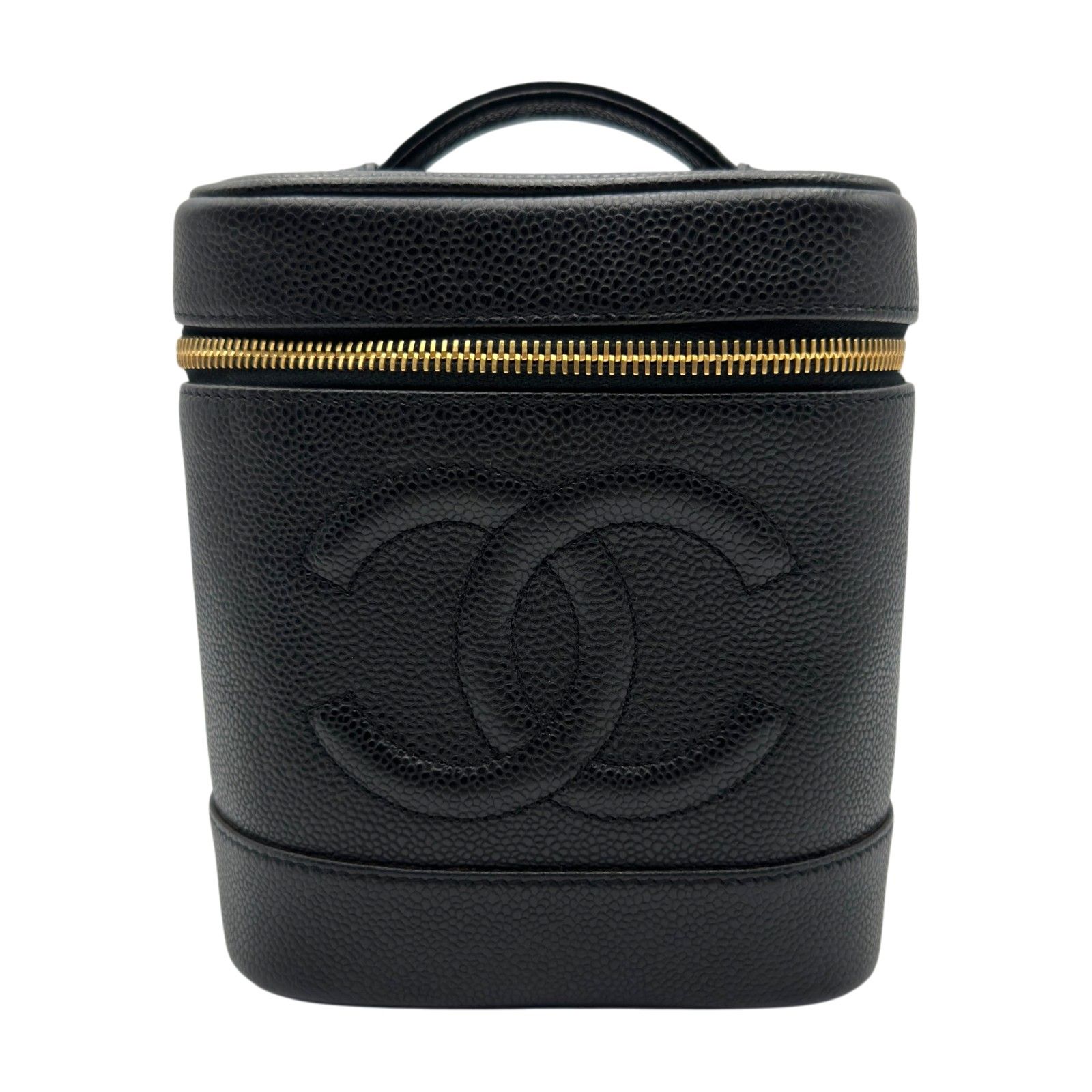 シャネル CHANEL ココマーク バニティバッグ A01998 59番台 ブラック ゴールド金具 キャビアスキン レディース ハンドバッグ