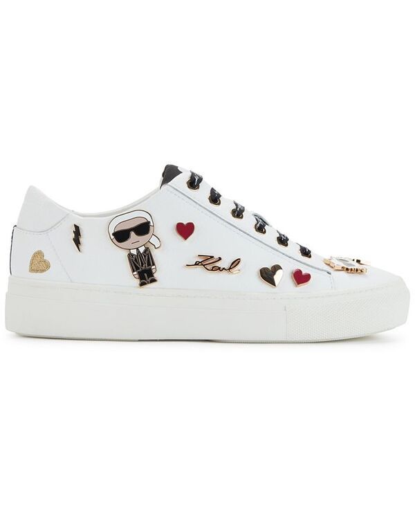 カール ラガーフェルド レディース シューズ スニーカー レース KARL LAGERFELD PARIS Womens Cate Pins LaceUp Sneakers White ホワイト